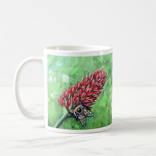 Bijen op Crimson Clover Schilderen Koffiemok (Links)