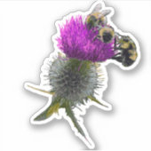Bijen op de dikke bloemsticker sticker (Voorkant)