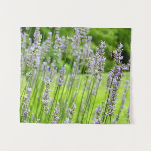 Bijen op de Lavender Summer Floral Wandkleed (Voorkant (horizontaal))