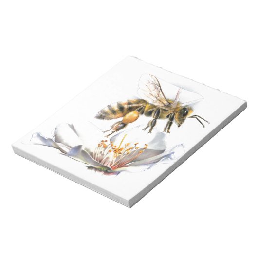 Bijen op een bloem notitieblok (Gedraaid)