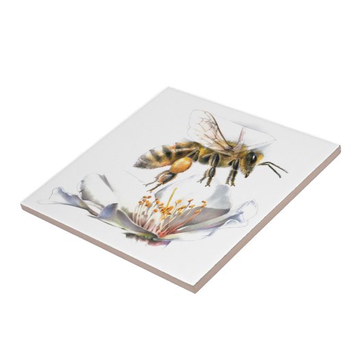 Bijen op een bloem tegeltje (Zijkant)