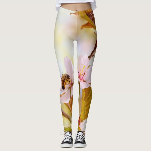 Bijen op een Cherry Flower Leggings (Voorkant)