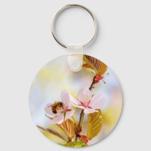 Bijen op een Cherry Flower Sleutelhanger