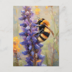 Bijen op een Paarse lupine Briefkaart