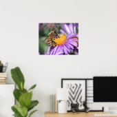Bijen op geel en Paars ventilator Poster (Thuiskantoor)