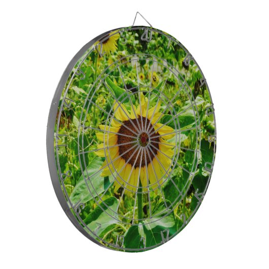 Bijen op gele zonnebloem dartbord (Voorkant Links)