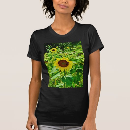 Bijen op gele zonnebloem t-shirt (Voorkant)