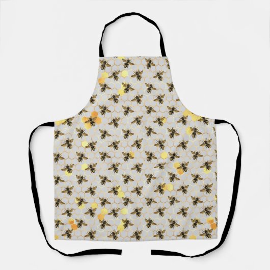 Bijen op Honeycomb Pattern Gold Grey Schort (Voorkant)