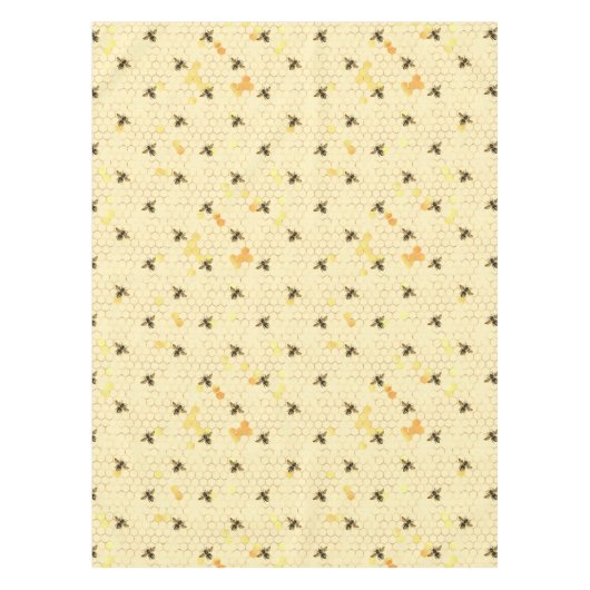 Bijen op Honeycomb Pattern Gold Yellow Tafelkleed (Voorkant)