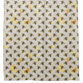 Bijen op Honeycomb Pattern Yellow Gold Grey Douchegordijn (Voorkant)