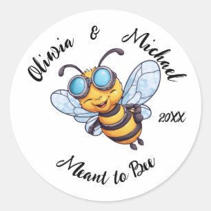 Bijen op honingpotten ronde sticker