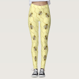 Bijen Op Honingraat Geel Leggings