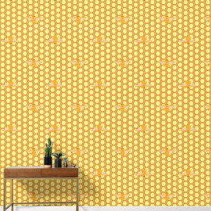 Bijen op honingraat patroon Wallpaper Behang