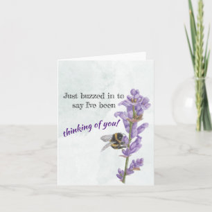Bijen op Lavendel Bloemen Denken aan U Nota Kaart