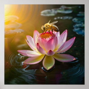 Bijen op Lotus Flower Poster