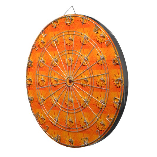 bijen op oranje dart board dartbord (Voorkant Rechts)