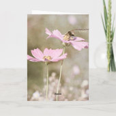 Bijen op roze ventiel kaart (Achterkant)