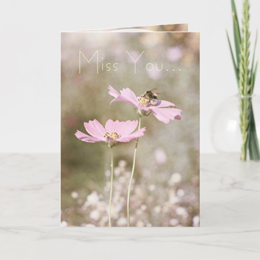 Bijen op roze ventiel kaart (Voorkant)