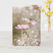 Bijen op roze ventiel kaart (Gele Bloem)