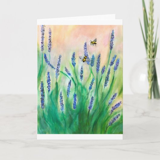 Bijen op Salvia kaart <Blank Inside> (Voorkant)