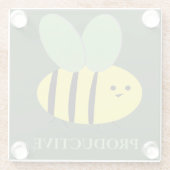 Bijen productief, groen glazen onderzetter (Achterkant)