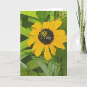 Bijen rusten in een bloemenfoto leeg Wenskaart Kaart