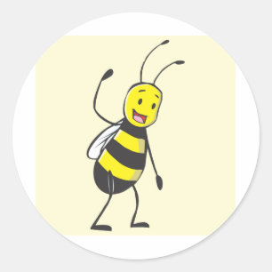 Bijen Shirt Custom Bee Waving Hand Kom Ronde Sticker