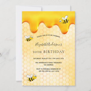 Bijen van het 30e verjaardagsfeest honingraat zoet kaart