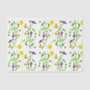 Bijen Vlinders Botanische Paardenbloem Wildflowers Tissuepapier