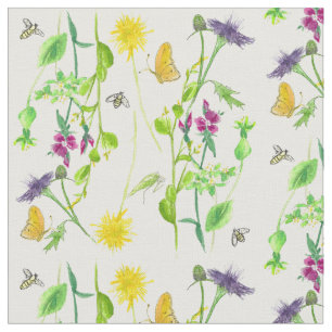 Bijen Vlinders Paardenbloem Wildflowers Waterverf Stof