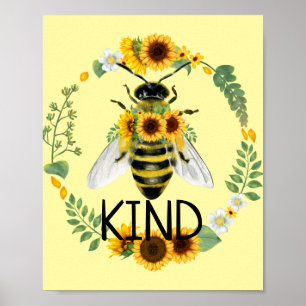 Bijen Zonnebloemen Kindness Yellow Class Poster