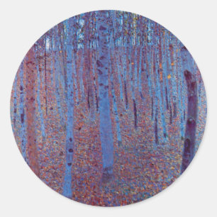 Bijenboom bos door Gustav Klimt, Vintage Art Nouve Ronde Sticker