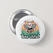 Bijenbruikbare hommel straalt positiviteit uit ronde button 5,7 cm (Voorkant /achterkant)