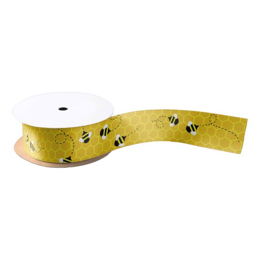 Bijendag Honeycomb Hive Bug Ribbon Lint (Spoel)