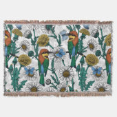 Bijeneters, blauwe vlinders en zeeduivel op wit deken (Voorkant)