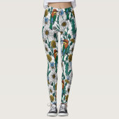 Bijeneters, blauwe vlinders en zeeduivel op wit leggings (Voorkant)