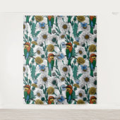 Bijeneters, blauwe vlinders en zeeduivel op wit wandkleed (Voorkant)