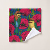 Bijeneters en papavers bad handdoek (Wasdoekje)