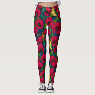Bijeneters en papavers leggings