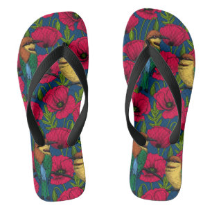Bijeneters en papavers teenslippers