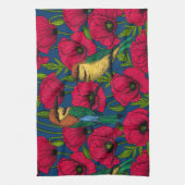 Bijeneters en papavers theedoek (Verticaal)