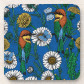 Bijeneters op blauw bier onderzetter (Voorkant)