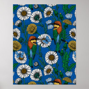 Bijeneters op blauw poster