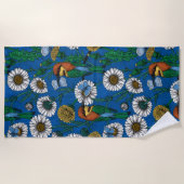 Bijeneters op blauw strandlaken (Voorkant)