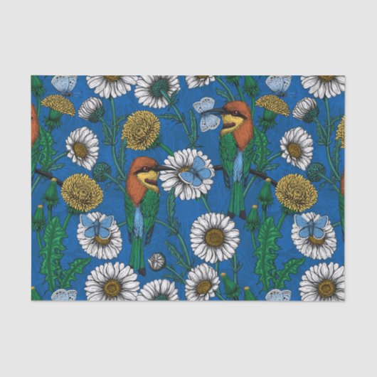 Bijeneters op blauw tissuepapier (Voorkant)