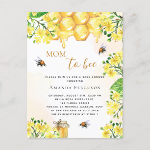 Bijengeel Baby shower, honinghoning Briefkaart