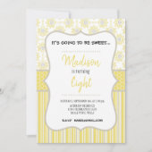 Bijengeel en grijs Geometrische geboortedag uitnod (Voorkant)