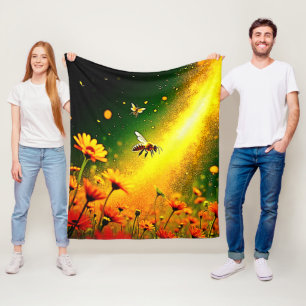 Bijengele Gouden Stuifmeel Barst van Geluk Design Fleece Deken