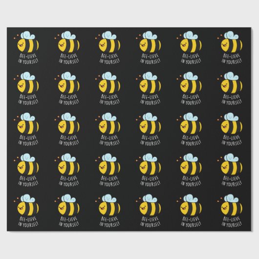 Bijengeloof in jezelf Funny Bee Pun Dark BG Cadeaupapier (Vlak)