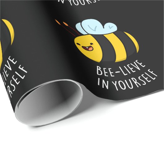 Bijengeloof in jezelf Funny Bee Pun Dark BG Cadeaupapier (Rol Hoek)
